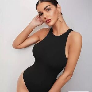 SHEIN Classic Black High-Neck Bodysuit
